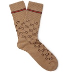 Gucci - Logo-Jacquard Cotton-Blend Socks - Brown