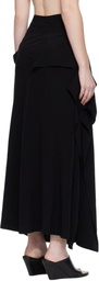 YOHJI YAMAMOTO Black Draped High Waist Midi Skirt