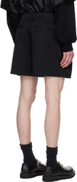 Juun.J Black Wool Pleated Shorts