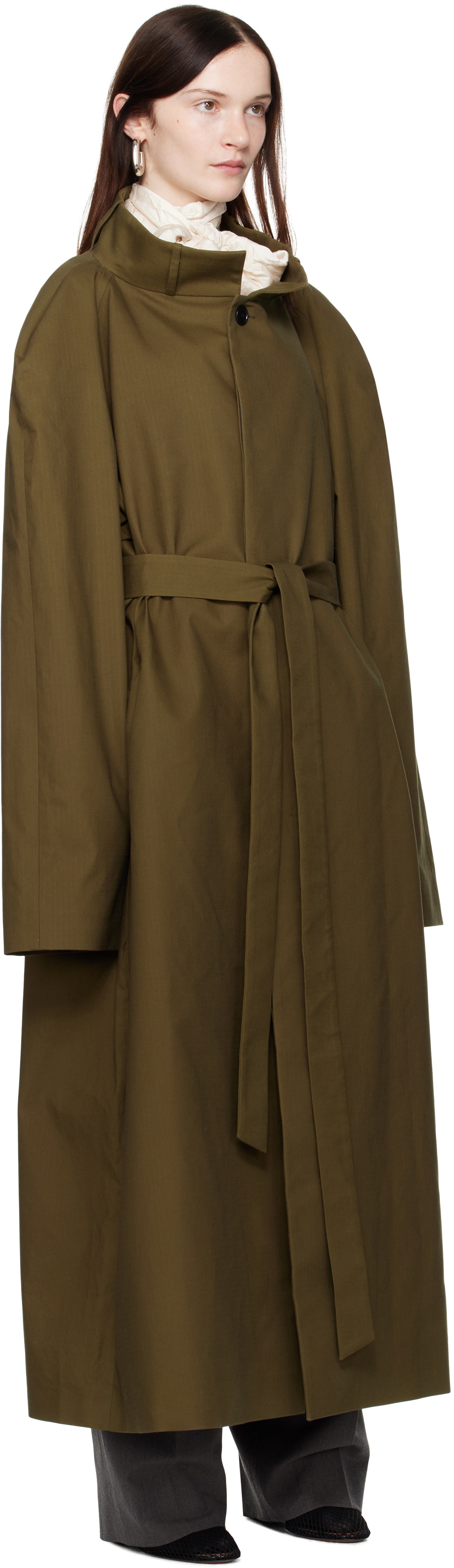MARIE ADAM-LEENAERDT Khaki Multiple Ways Skirt Trench Coat