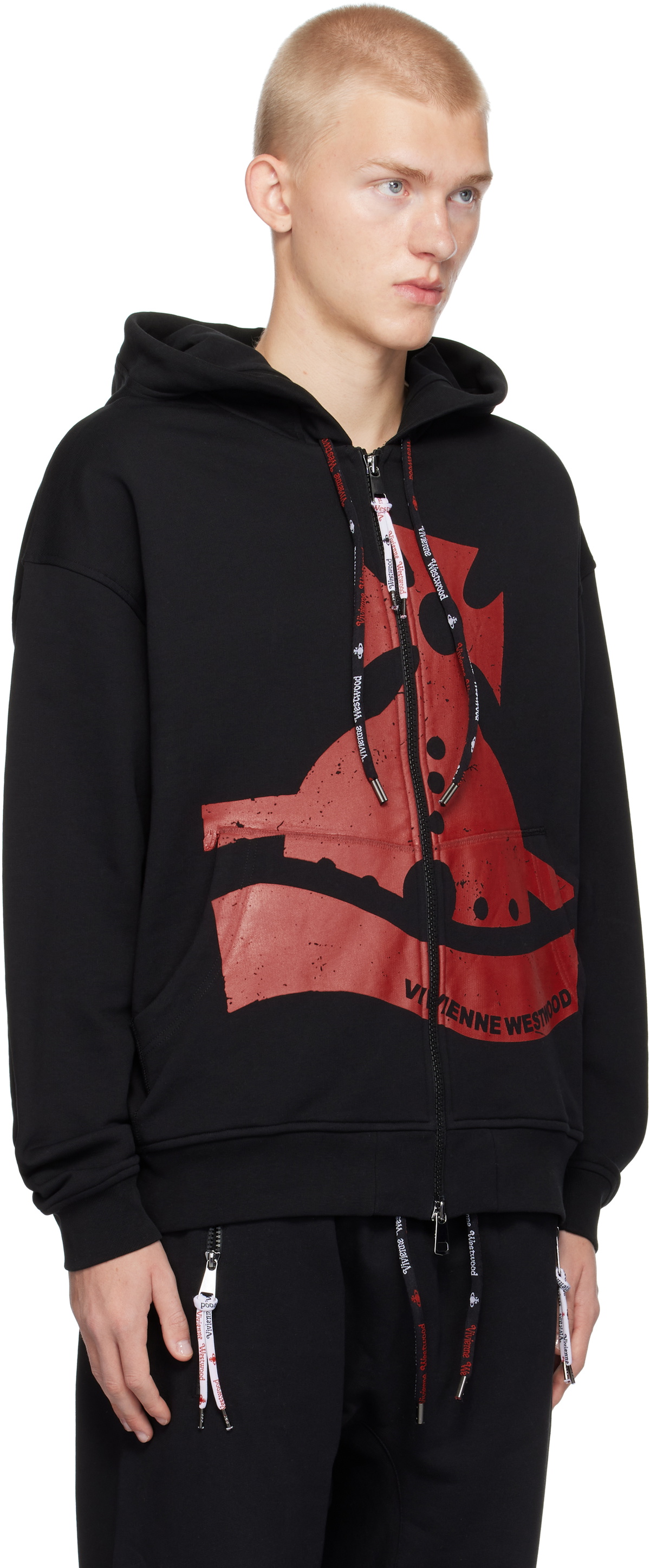 Vivienne Westwood Black Sunken Orb Zip Hoodie Vivienne Westwood