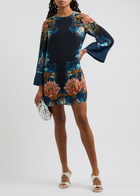 Borgo DE Nor Cocoa Floral-print Mini Dress Black