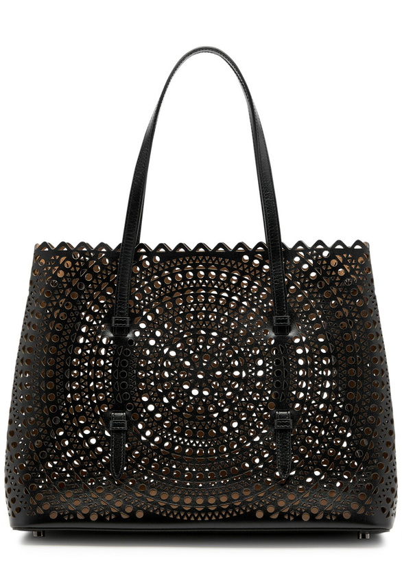 Photo: Alaïa Mina 32 Laser-cut Leather Tote - Black - One Size