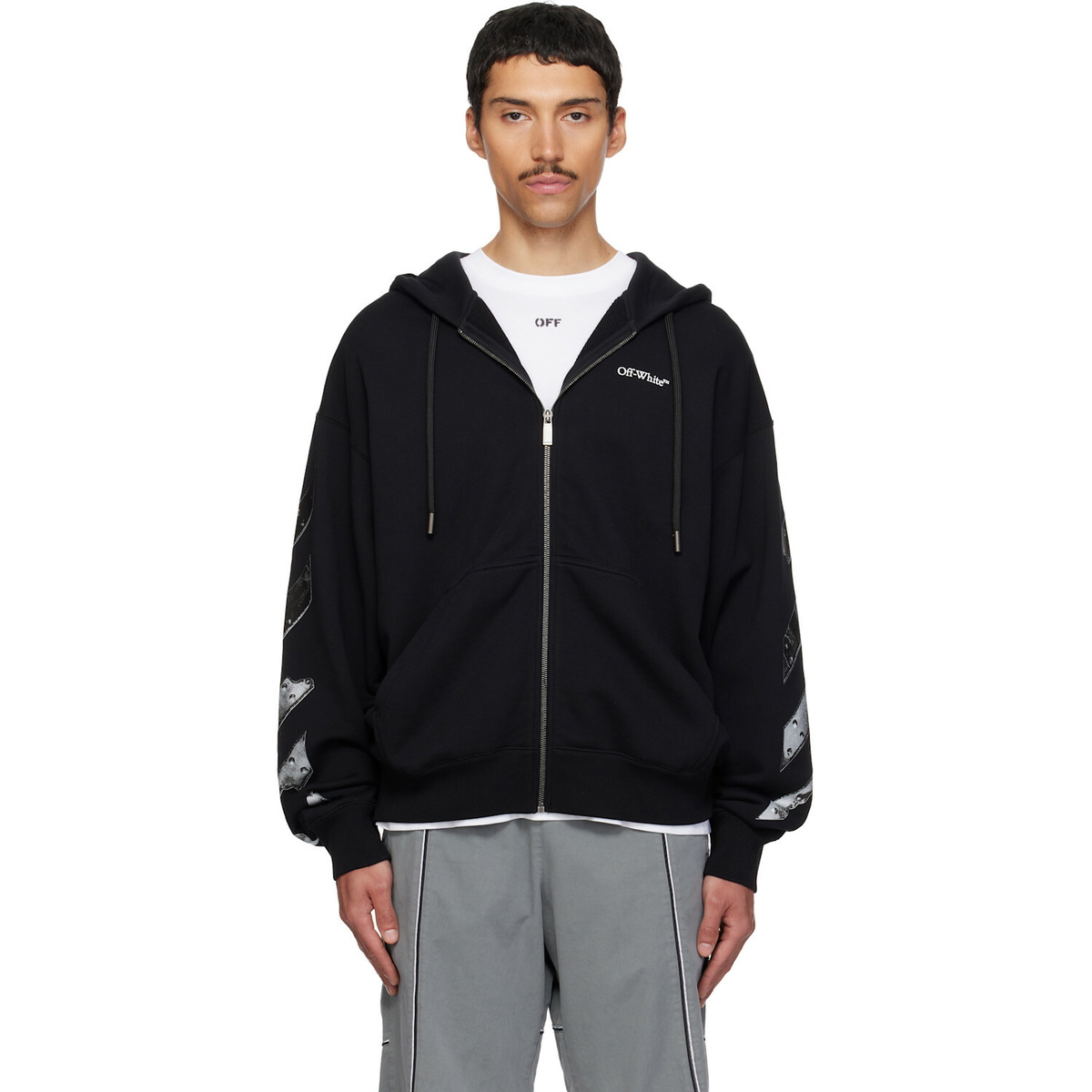 Off-White Black Metal Arrow Skate Zip Hoodie