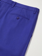 SAINT LAURENT - Straight-Leg Pleated Cotton-Twill Trousers - Blue