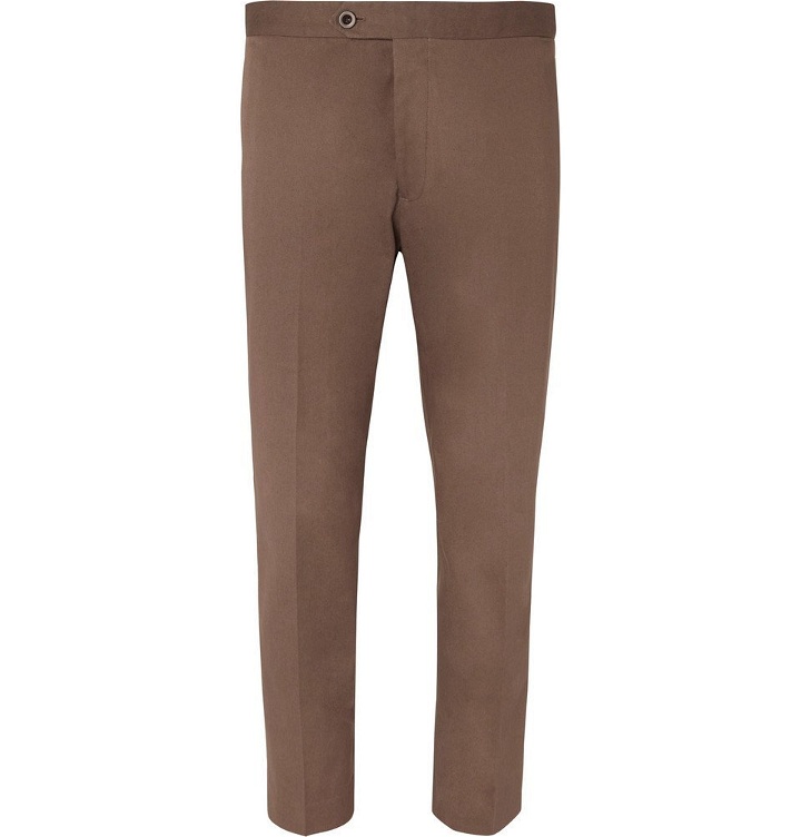 Photo: Mr P. - Cropped Tapered Cotton-Twill Trousers - Brown