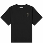 Sacai Men's Flower Embroidery T-Shirt in Black