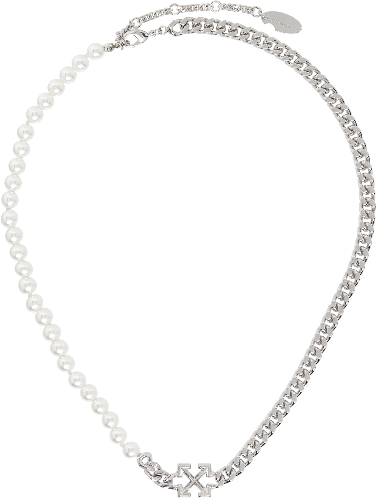Off-White Silver Texture Paperclip Necklace Off-White