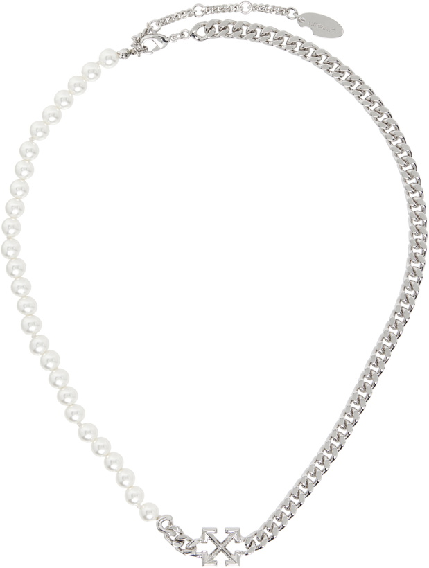 Photo: Off-White Arrow Faux-Pearl Chain Necklace