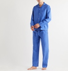 TEKLA - Camp-Collar Organic Cotton-Poplin Pyjama Shirt - Blue