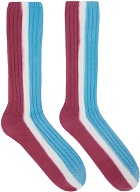 sacai Red & Blue Vertical Dye Socks