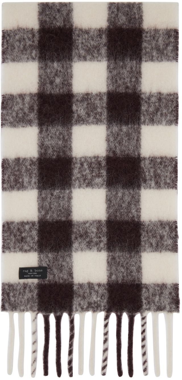 rag & bone White & Brown Shire Buffalo Scarf