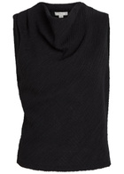Vince Shadow Draped Textured Fine-knit top Black