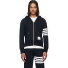 Thom Browne Navy Classic Loopback 4-Bar Zip-Up Hoodie