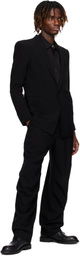 DEVOA Black Peaked Lapel Wool Blazer