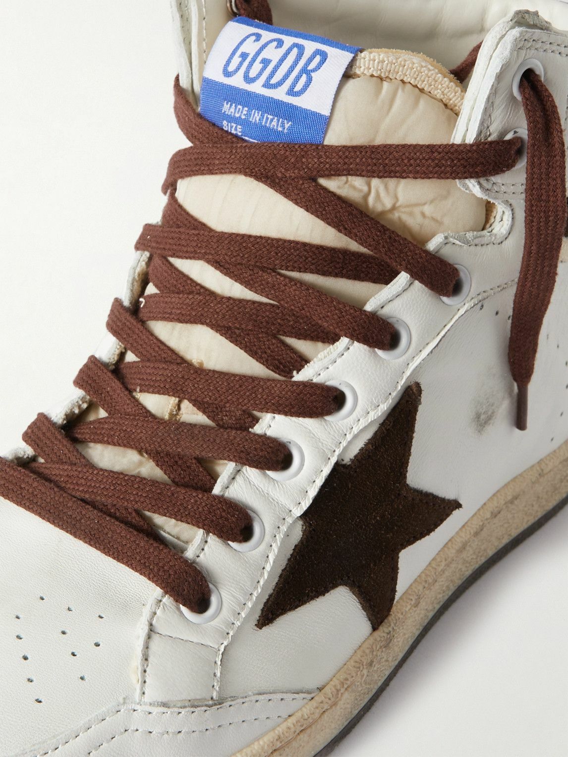Golden Goose - Sky Star Distressed Leather High-Top Sneakers