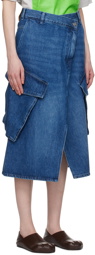 JW Anderson Blue Cargo Pocket Denim Midi Skirt