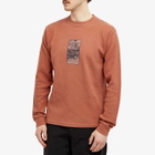 GR10K Men's Heavy Waffle Long Sleeve T-Shirt in Upupa Red