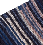 Ermenegildo Zegna - Three-Pack Striped Cotton-Blend No-Show Socks - Navy