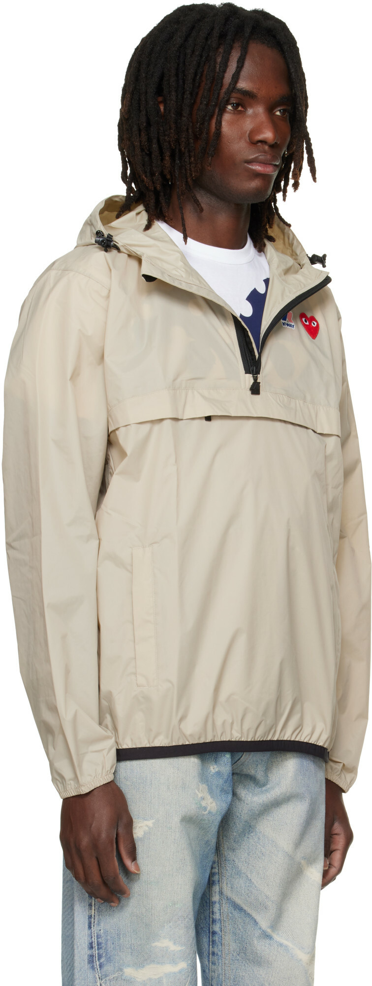 COMME des GARÇONS PLAY Beige K-Way Edition Half Zip Jacket