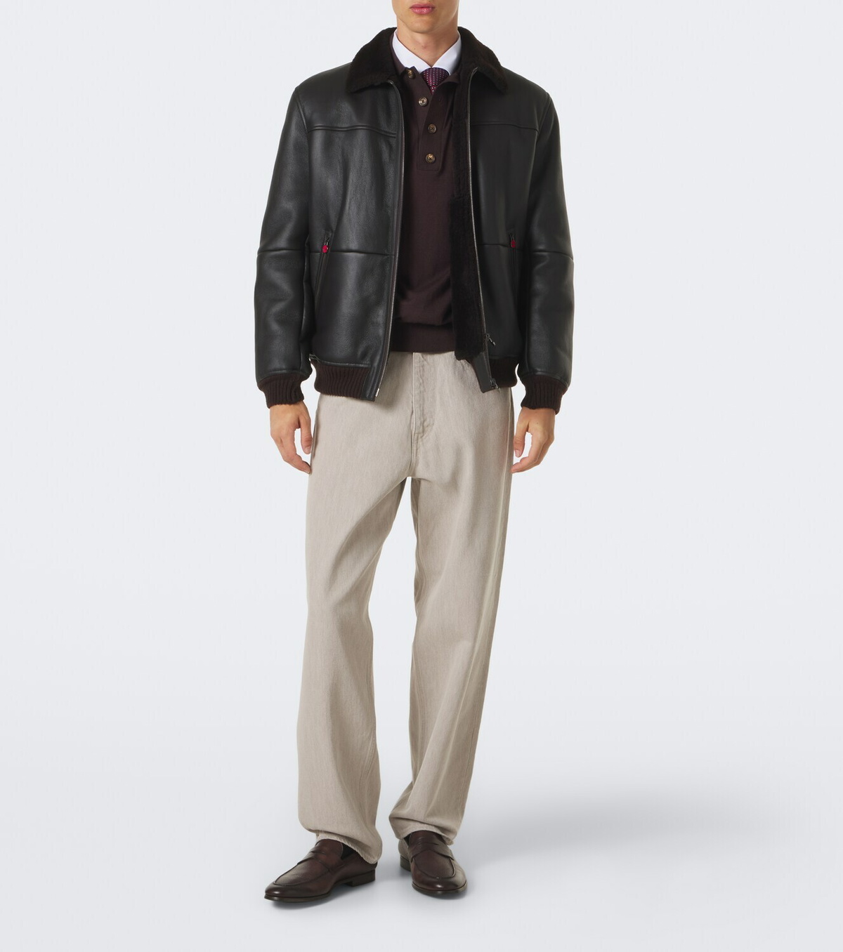 Eleventy Cotton and cashmere polo sweater