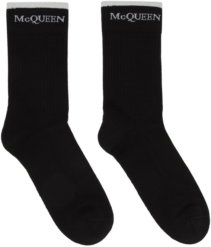 Photo: Alexander McQueen Reversible Black & White Logo Socks