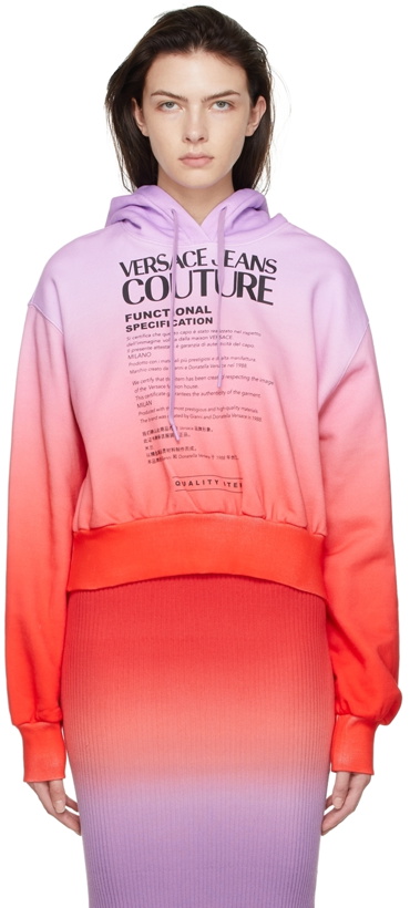 Photo: Versace Jeans Couture Pink & Orange Cotton Hoodie