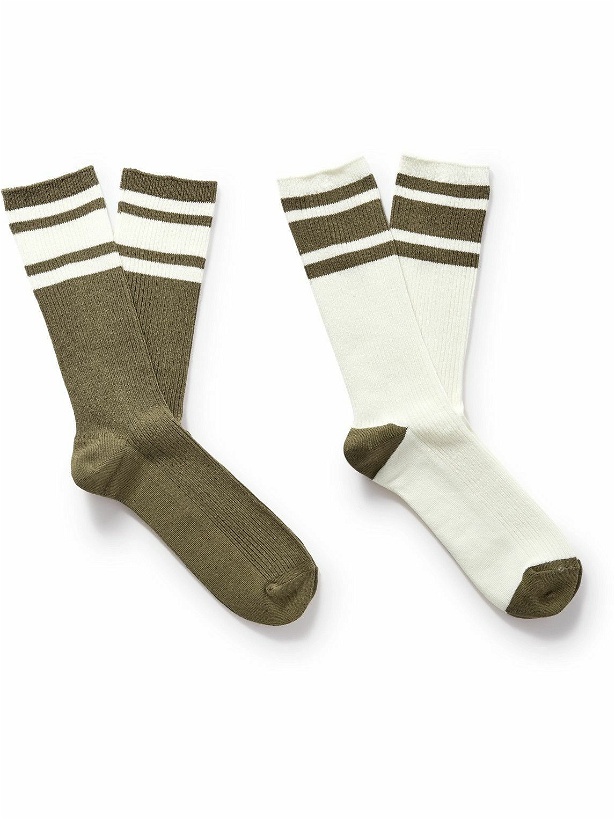 Photo: Mr P. - Two-Pack Striped Ribbed Cotton-Blend Socks