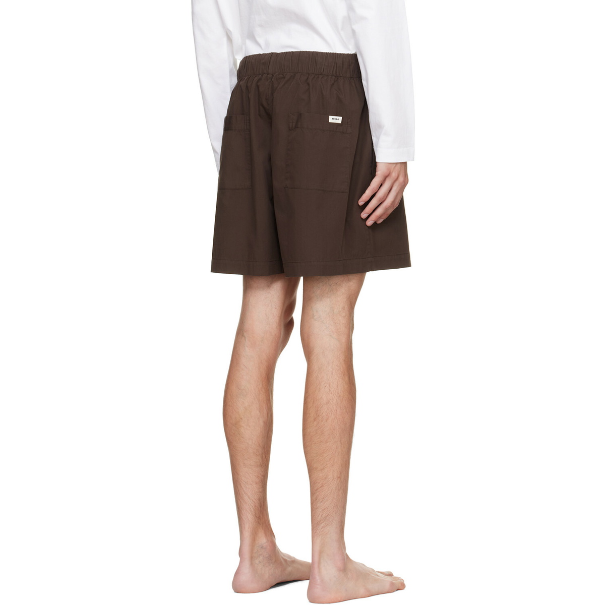 Tekla Brown Poplin Pyjama Shorts