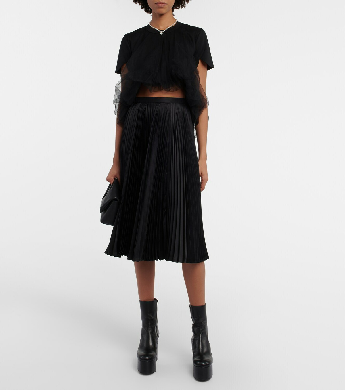 【最終値下げ】noir kei ninomiya トップス Noir Kei Ninomiya - Tulle-trimmed crop top Noir Kei Ninomiya