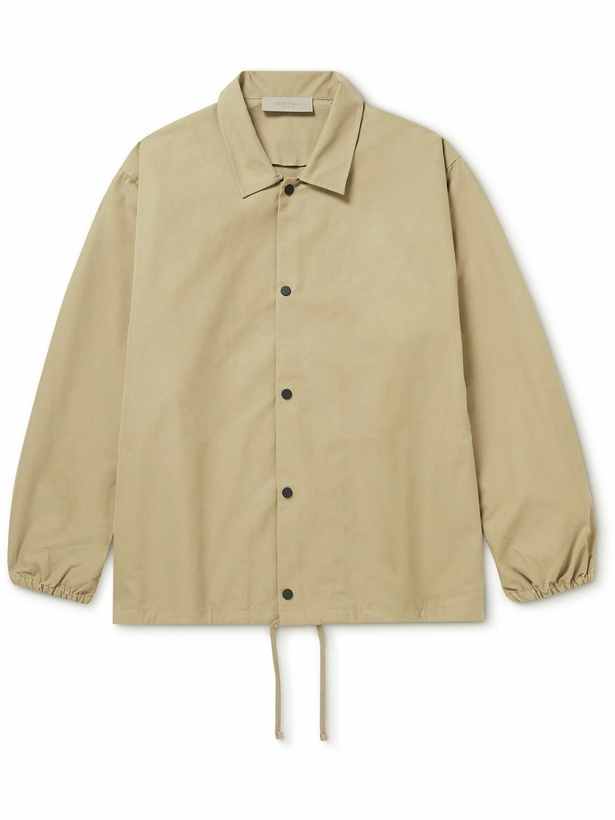 Photo: FEAR OF GOD ESSENTIALS - Logo-Flocked Cotton-Blend Coach Jacket - Brown