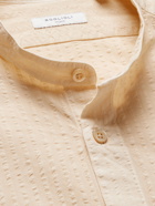 BOGLIOLI - Grandad-Collar Striped Cotton-Seersucker Shirt - Neutrals