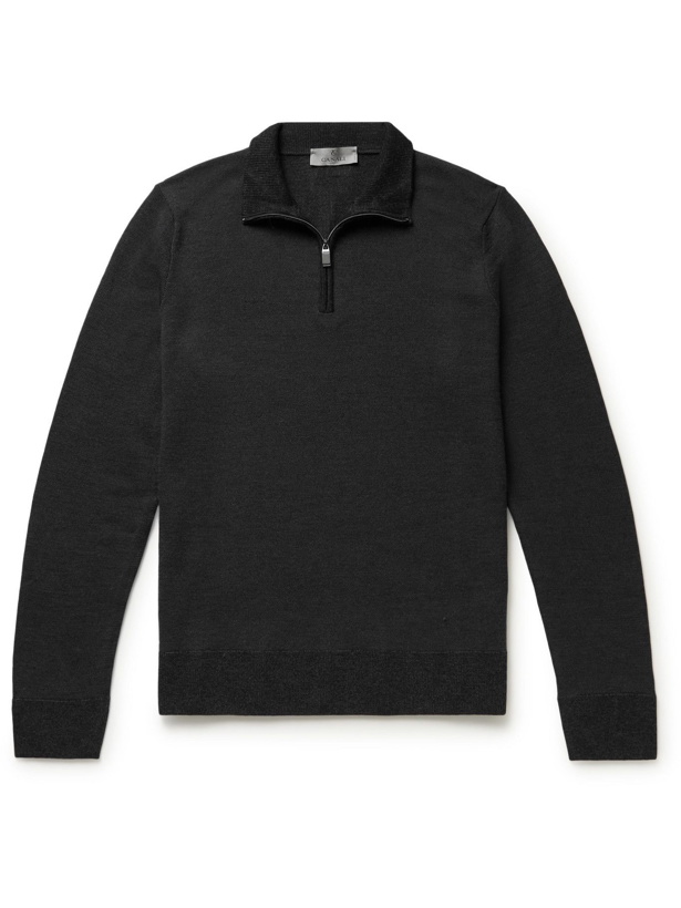 Photo: Canali - Slim-Fit Wool Half-Zip Sweater - Black