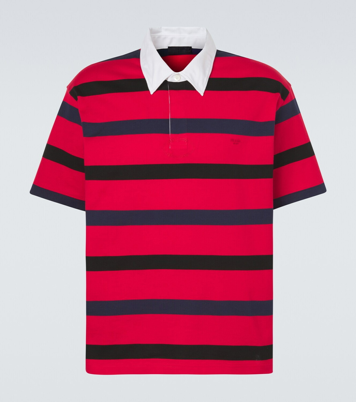 Prada Oversized striped cotton piqué polo shirt