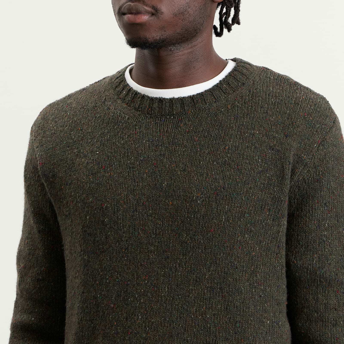 Folk Men's Chain Crew in Dark Olive