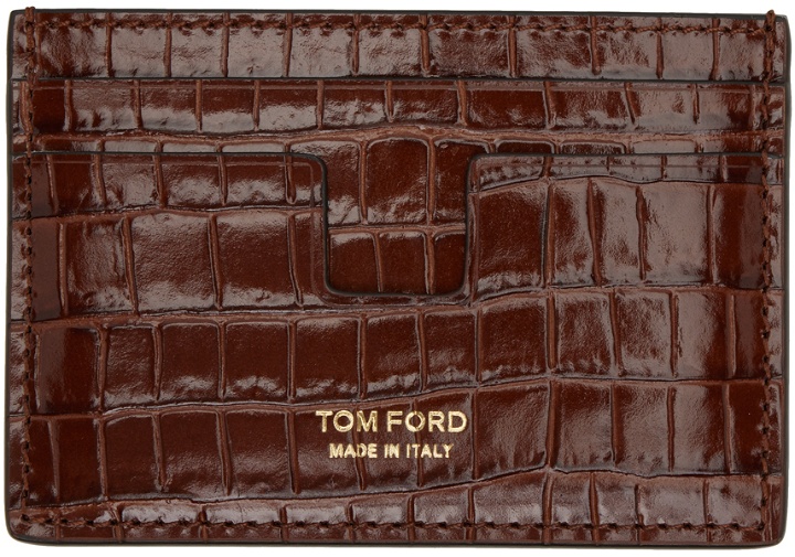 Photo: TOM FORD Brown Croc Classic Card Holder