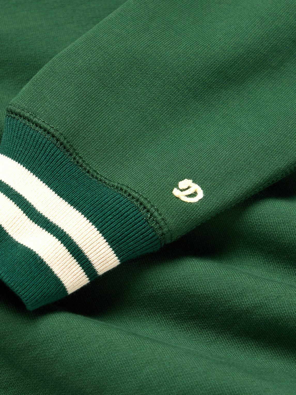Drake's - Logo-Embroidered Striped Cotton-Jersey Sweatshirt - Green