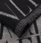 Valentino - Valentino Garavani Logo-Jacquard Wool and Cashmere-Blend Scarf - Black