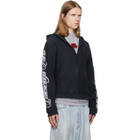 Balenciaga Black Cursive Zip-Up Regular Fit Hoodie