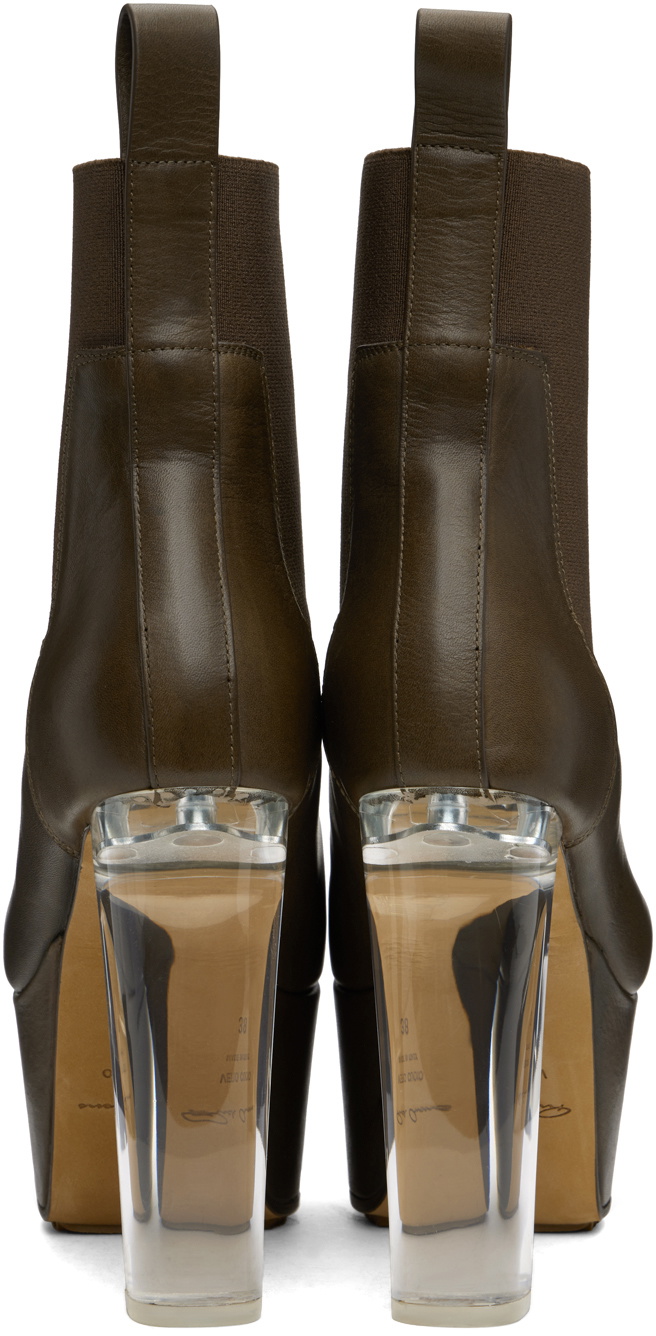 Rick Owens Khaki Porterville Minimal Grill Beatle 65 Chelsea Boots