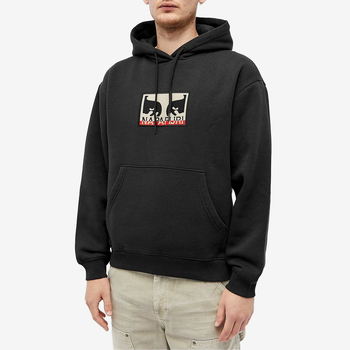 【Napapijri】バックグラフィックロゴ パーカー BLACK/ 送料無料 Napapijri Men's x Obey Hoodie in Black Napapijri