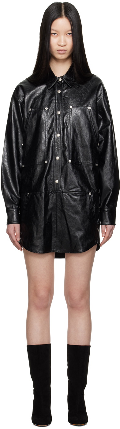 Isabel Marant Etoile Black Ayali Faux-Leather Minidress Isabel Marant Etoile