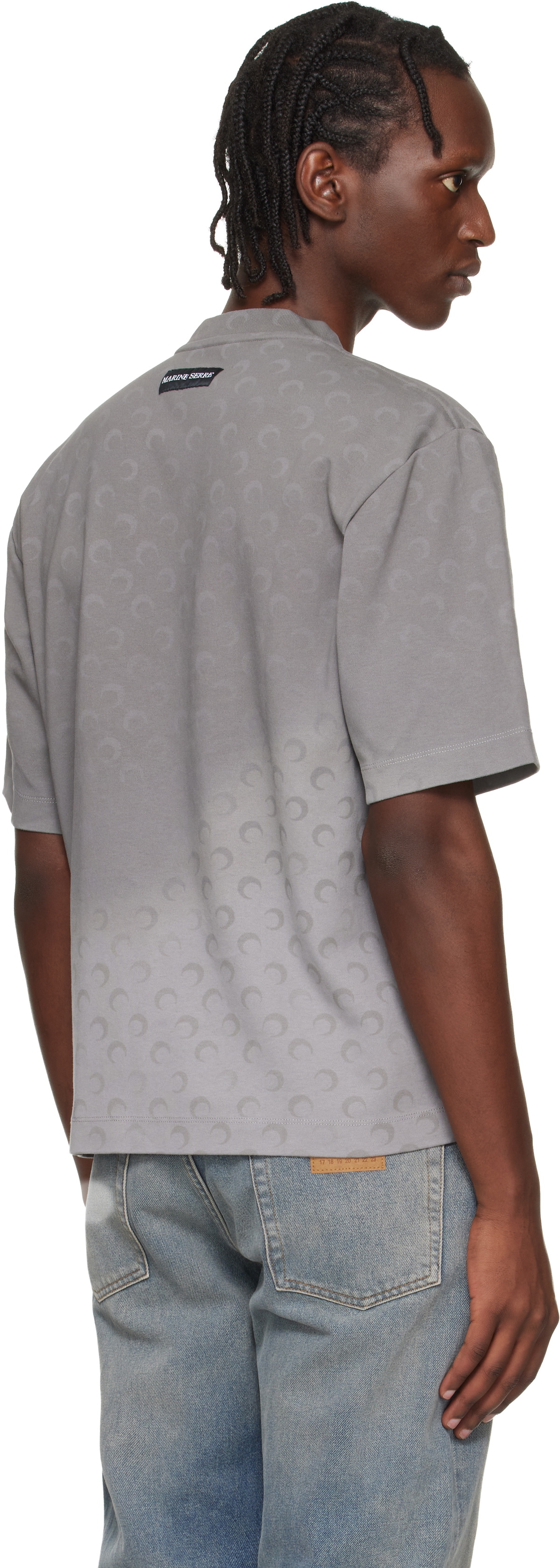 Marine Serre Gray Faded Moon Jersey Relaxed T-shirt