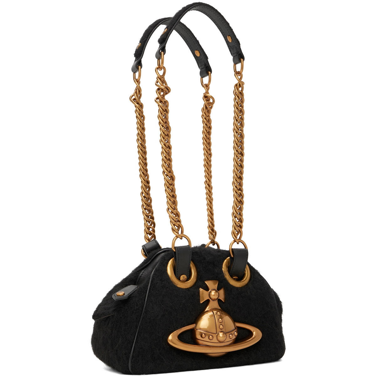Vivienne Westwood Black Archive Orb Chain Hand Bag