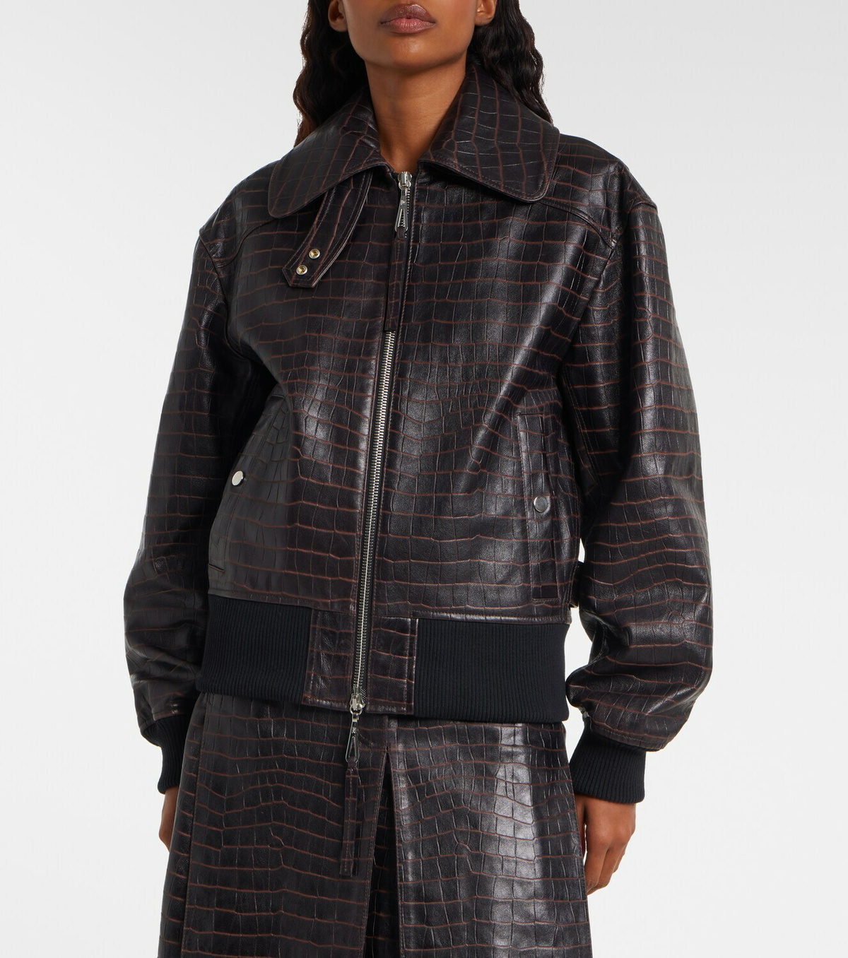 Rabanne Croc-effect leather blouson jacket
