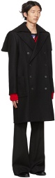 Balmain Black Wool Pea Coat