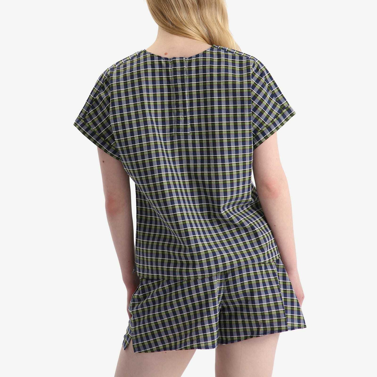 A.P.C. Women's Malorie Check Short Sleeve Top in Green