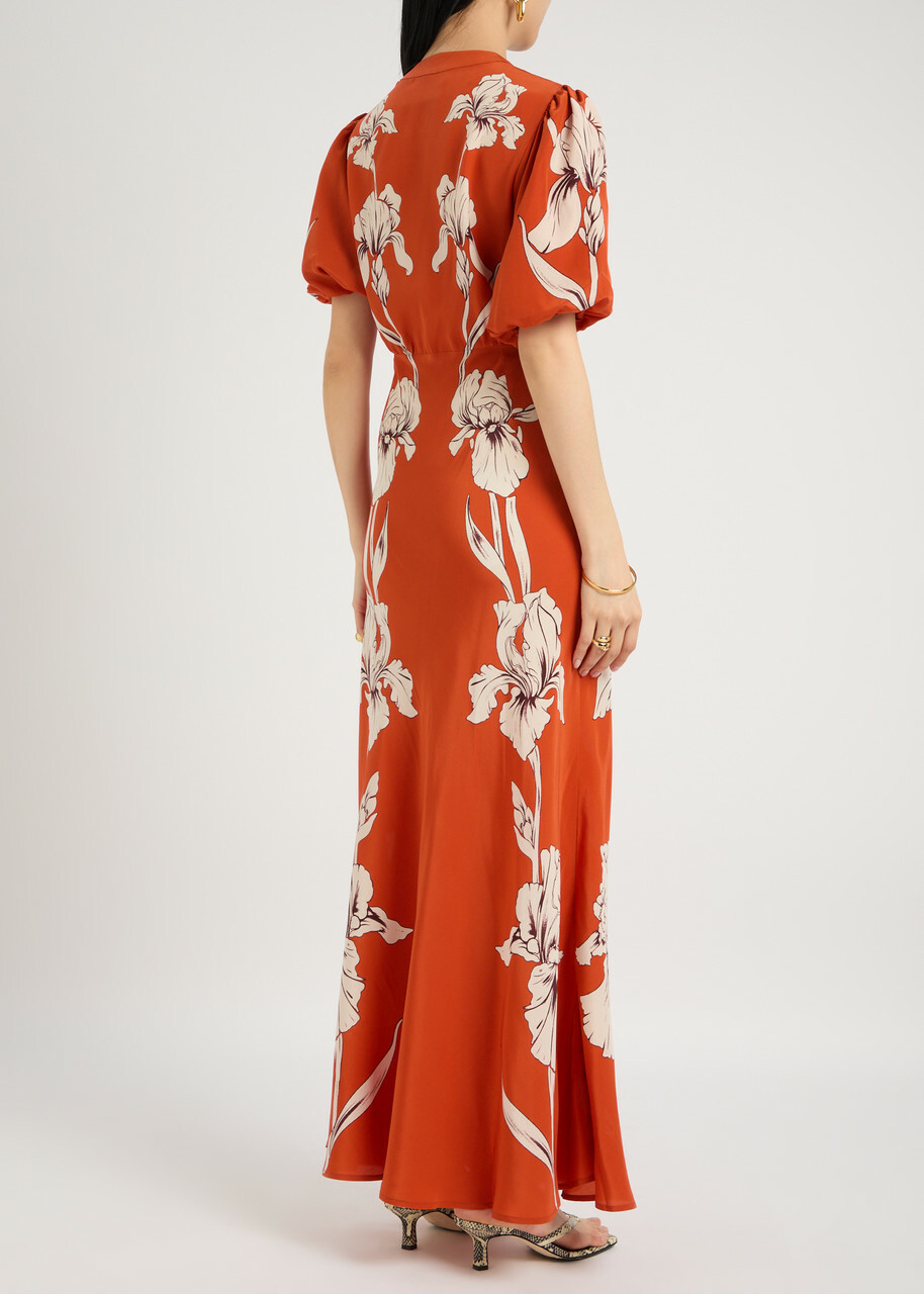 LA Double J Marlene Floral-pinted Silk-crepe Maxi Dress Multicoloured La  DoubleJ