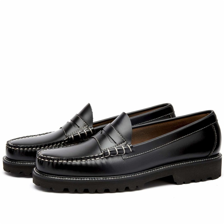 Photo: Bass Weejuns Men's Larson 90s Contrast Stitch Loafer in Black Leather