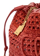 Chloe Summer Banana Leather and Raffia Cross-body Pouch - Red - One Size